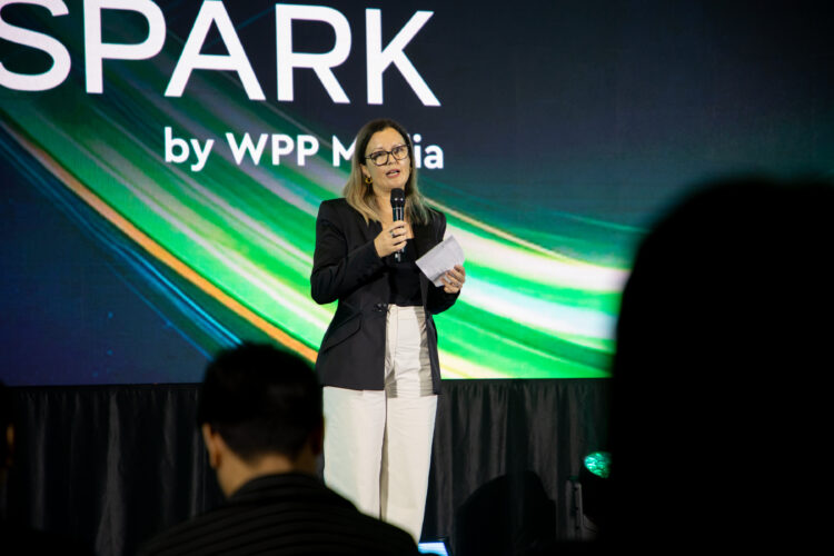 Anita Munro delivering the opening keynote speech at WPP Media Shoppable SPARK